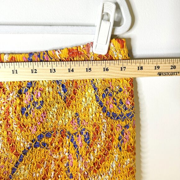 FARM RIO Skirt Women XL Orange Yellow 100% Cotton Palms Party Smocked Mini NWT - Picture 5 of 10